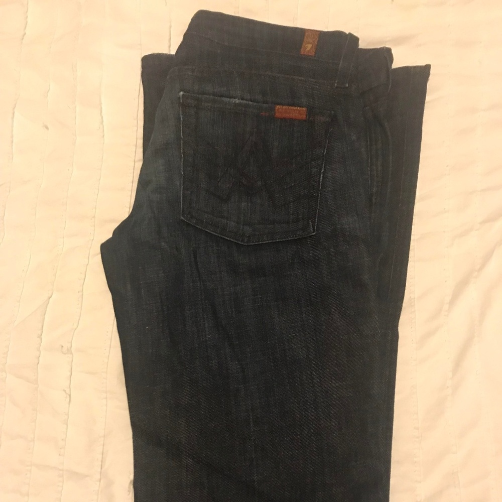7 For All Mankind Flared Dark-Wash Jeans